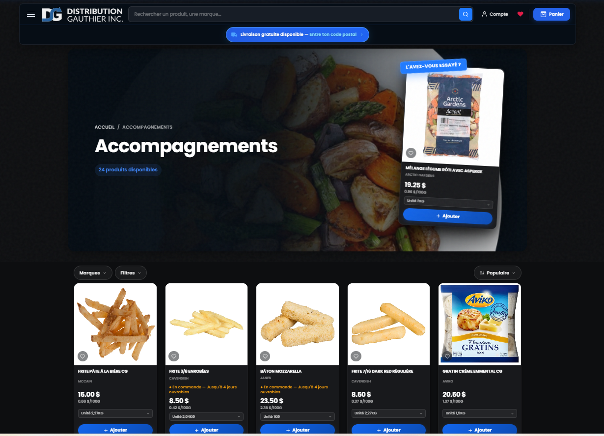 Le commerce en ligne de Distribution Gauthier.